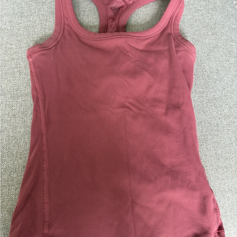 ALO Yoga Ribbed Racerback Tank - Dusty Rose